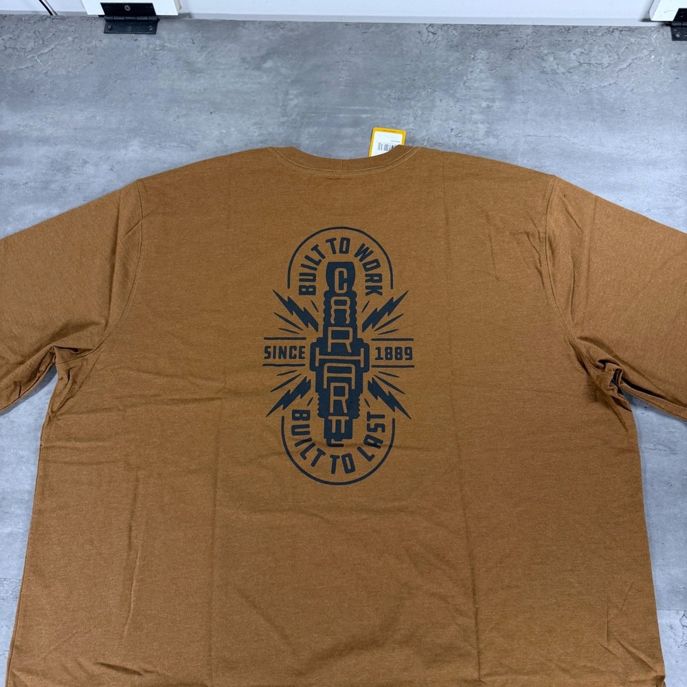 Carhartt T-Shirt Mens 2XL Tall Relaxed Fit Brown Bootprint Graphic Irvine NEW